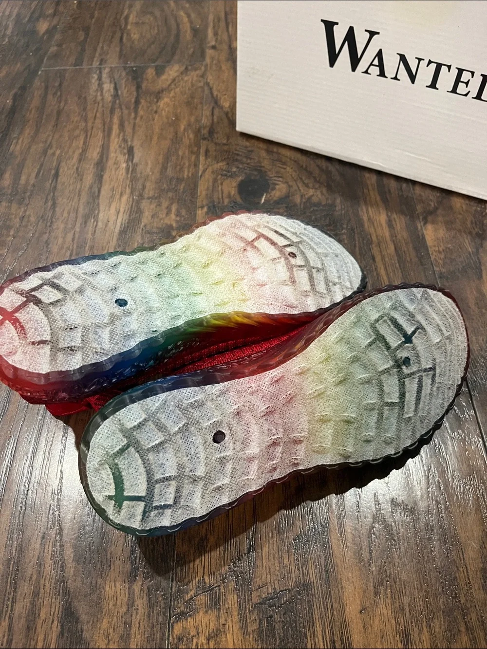 Wanted Red Sneakers with Rainbow Sole Womens Size 8 EUC